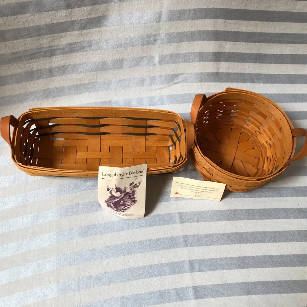 2x Longaberger Baskets + 4 other small wicker baskets (6 total)